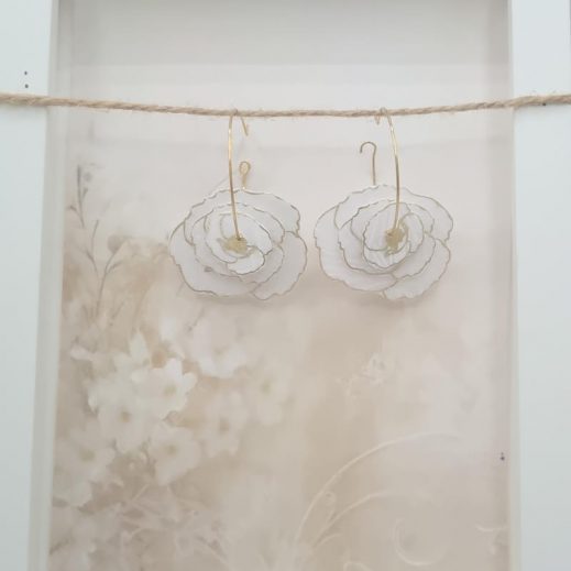 Boucles d'oreilles grandes créoles Coquelicot en tissu liberty IANTHE Boucles d'oreilles grandes créoles Coquelicot en tissu liberty IANTHE