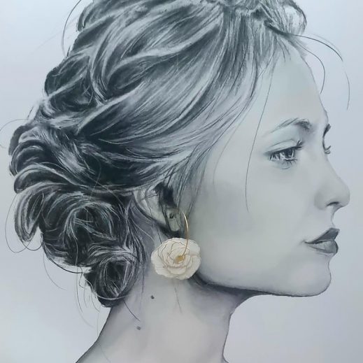 Boucles d'oreilles grandes créoles Coquelicot en tissu liberty IANTHE Boucles d'oreilles grandes créoles Coquelicot en tissu liberty IANTHE