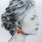Boucles d'oreilles rose en TISSU japonais moiré rouge