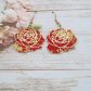 Boucles d'oreilles rose en TISSU japonais moiré rouge