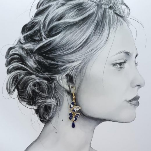 Boucles d'oreilles papillons en liberty Capel Navy Boucles d'oreilles papillons en liberty Capel Navy