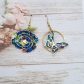 Boucles d'oreilles papillon et coquelicot en TISSU liberty Strawberry thief denim