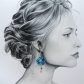 Boucles d'oreilles colibri et fleur de cerisier en TISSU Hanako orage