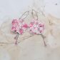 Boucles d'oreilles petites créoles fleurs de cerisier en TISSU liberty Mitsi Valéria rose