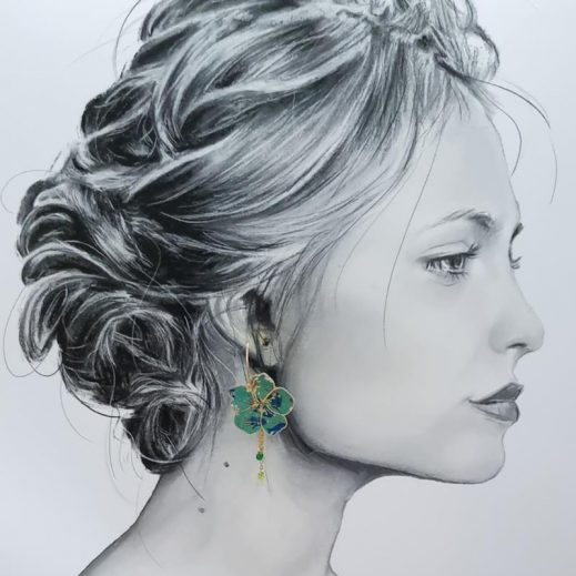 Boucles d'oreilles grandes créoles fleurs de cerisier en TISSU Donna leigh jade Boucles d'oreilles grandes créoles fleurs de cerisier en TISSU Donna leigh jade