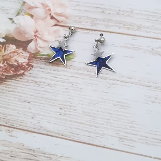 Boucles d'oreilles Mini étoiles en liberty Capel indigo