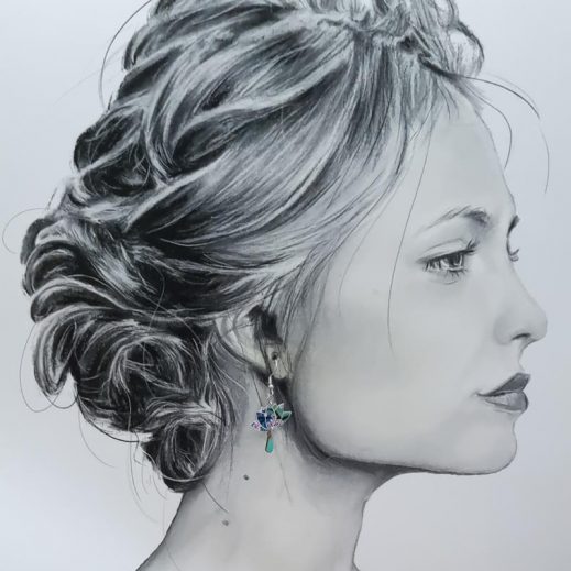 Boucles d'oreilles mini lotus en Tissu japonais Sakura bleu Boucles d'oreilles mini lotus en Tissu japonais Sakura bleu