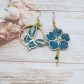 Boucles d'oreilles papillon et fleur de cerisier en TISSU japonais moiré bleu