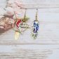 Boucles d'oreilles oiseau colibri et plume en liberty Margareth Annie bleu et orange