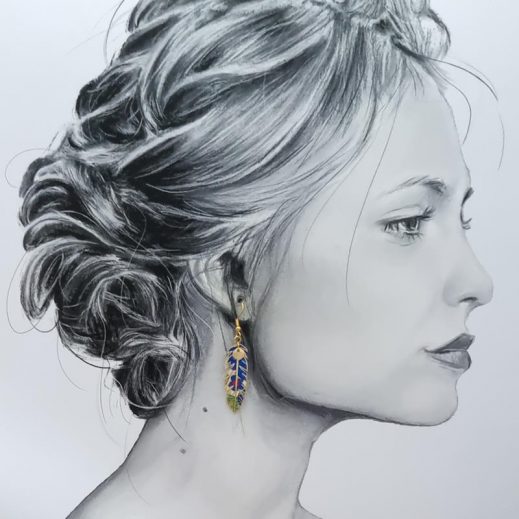 Boucles d'oreilles oiseau colibri et plume en liberty Margareth Annie bleu et orange Boucles d'oreilles oiseau colibri et plume en liberty Margareth Annie bleu et orange