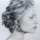 Boucles d'oreilles colibri et fleurs de cerisier en Tissu liberty Mitsi deep blue