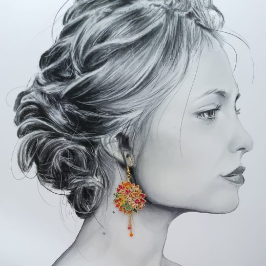 Boucles d'oreilles Dalhia en tissu liberty Margareth Annie Fuchsia Boucles d'oreilles Dalhia en tissu liberty Margareth Annie Fuchsia