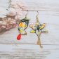 Boucles d'oreilles papillon et lys en TISSU petit pan flower power