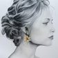 Boucles d'oreilles grandes créoles fleurs de lys en TISSU petit Pan Flower power blanc
