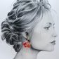 Boucles d'oreilles grandes créoles orchidées en Tissu japonais Sakura rouge