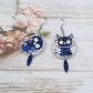 Boucles d'oreilles chat Kawai en liberty Capel indigo