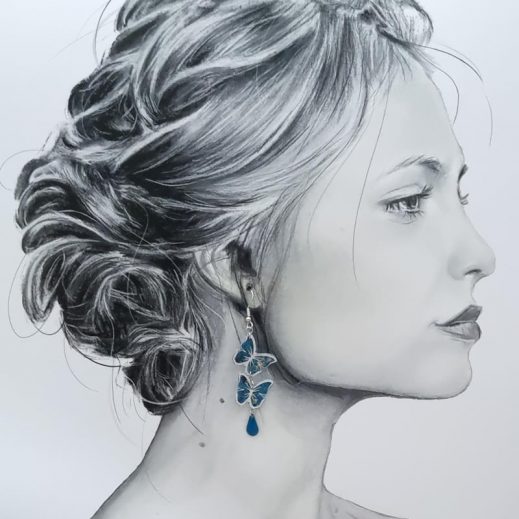 Boucles d'oreilles papillons dépareillés en TISSU japonais Boucles d'oreilles papillons dépareillés en TISSU japonais