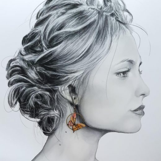 Boucles d'oreilles papillons en TISSU japonais Sakura ocre Boucles d'oreilles papillons en TISSU japonais Sakura ocre