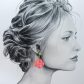 Boucles d'oreilles fleurs d'hibiscus et colibri en TISSU Petit Pan Citrus rose