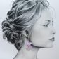 Boucles d'oreilles oiseau colibri et fleurs d'hortensia en liberty Betsy fluo rose et lilas