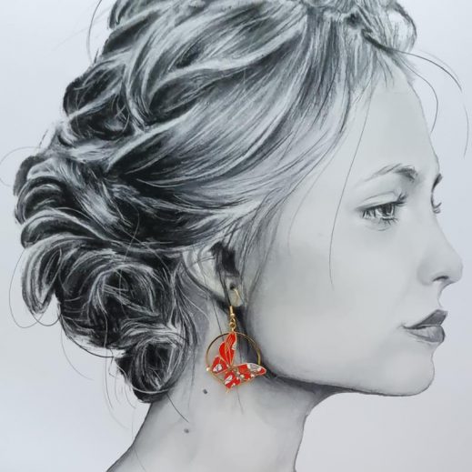 Boucles d'oreilles papillons en liberty Summer bloom coquelicot Boucles d'oreilles papillons en liberty Summer bloom coquelicot