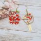 Boucles d'oreilles colibri et fleurs de cerisier en Tissu liberty Summer Bloom coquelicot