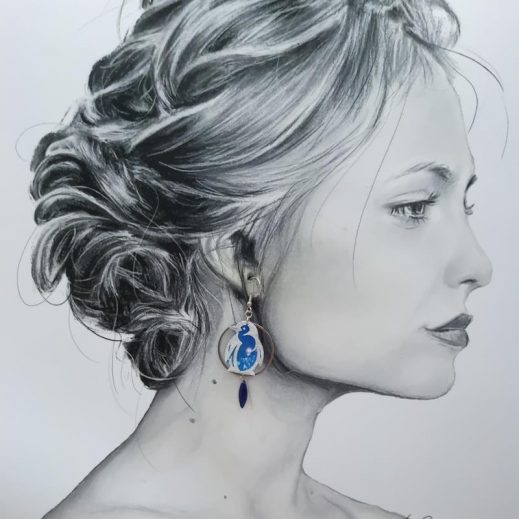 Boucles d'oreilles Pingouin en TISSU Féérie bleue Boucles d'oreilles Pingouin en TISSU Féérie bleue