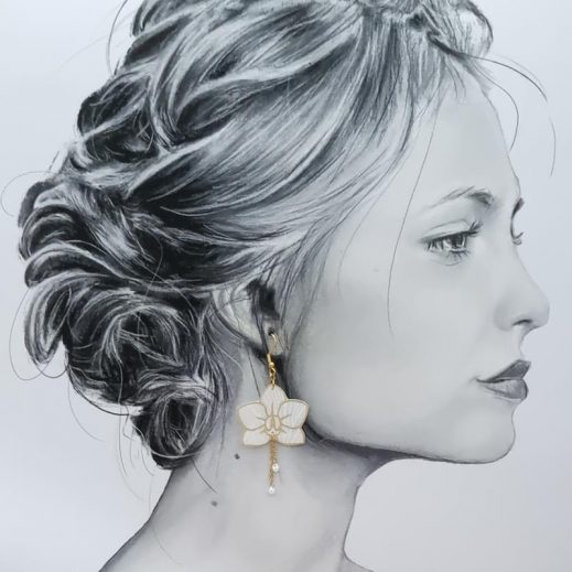 Boucles d'oreilles papillon et orchidée en liberty Ianthe Boucles d'oreilles papillon et orchidée en liberty Ianthe