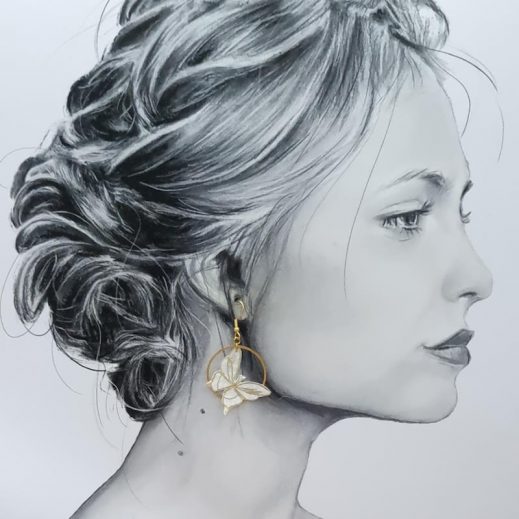 Boucles d'oreilles papillon et orchidée en liberty Ianthe Boucles d'oreilles papillon et orchidée en liberty Ianthe