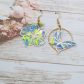 Boucles d'oreilles papillon et hibiscus en liberty Margaret Annie fluo givré