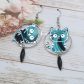 Boucles d'oreilles chat Kawaï en TISSU art déco turquoise