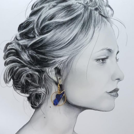 Boucles d'oreilles arbre du voyageur et Madagascar en liberty Capel indigo Boucles d'oreilles arbre du voyageur et Madagascar en liberty Capel indigo