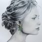 Boucles d'oreilles grandes créoles Fleurs de Tiaré en tissu Liberty Strawberry thief émeraude