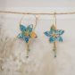 Boucles d'oreilles grandes créoles Fleurs de Tiaré en tissu Liberty Margeret annie tahiti fluo