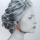 Boucles d'oreilles grandes créoles Fleurs de Tiaré en tissu japonais moiré rouge