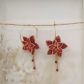Boucles d'oreilles grandes créoles Fleurs de Tiaré en tissu japonais moiré rouge