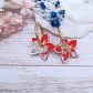 Boucles d'oreilles  fleur de tiaré Réversibles en Tissu summer bloom coquelicot et sakura rouge