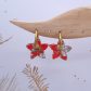 Boucles d'oreilles  fleur de tiaré Réversibles en Tissu summer bloom coquelicot et sakura rouge