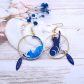Boucles d'oreilles chats en tissus féérie bleue