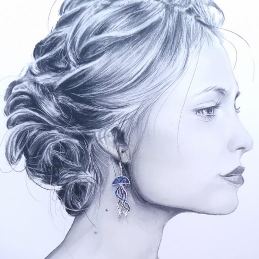 Boucles d'oreilles Hippocampe et méduse en liberty purley meadow marine Boucles d'oreilles Hippocampe et méduse en liberty purley meadow marine