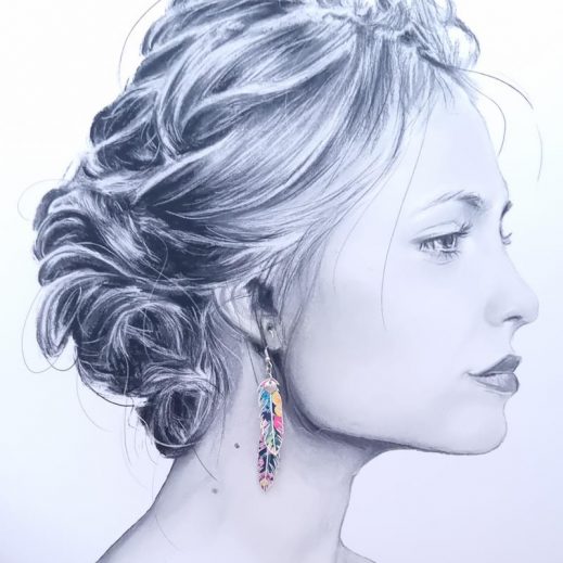 Boucles d'oreilles Perroquet et plumes en liberty dreams of summer multicolore Boucles d'oreilles Perroquet et plumes en liberty dreams of summer multicolore