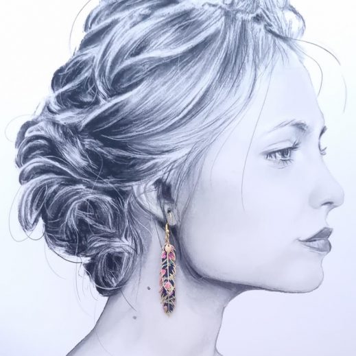 Boucles d'oreilles grand colibri et plumes en tissu liberty dreams of summer multicolore Boucles d'oreilles grand colibri et plumes en tissu liberty dreams of summer multicolore