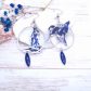 Boucles d'oreilles Loup taille médium en liberty Capel Indigo