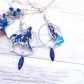 Boucles d'oreilles Loup taille médium en Tissu féérie bleue