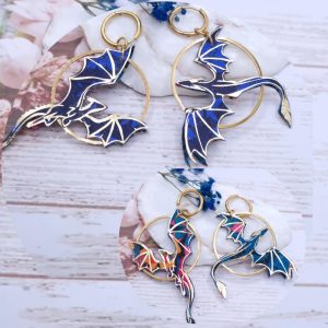 Boucles Dragons Réversibles en Tissu liberty Capel indigo et Ciara pétrole