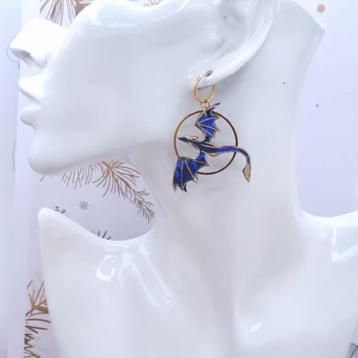 Boucles Dragons Réversibles en Tissu liberty Capel indigo et Ciara pétrole Boucles Dragons Réversibles en Tissu liberty Capel indigo et Ciara pétrole