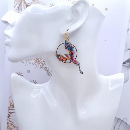 Boucles Dragons Réversibles en Tissu liberty Capel indigo et Ciara pétrole Boucles Dragons Réversibles en Tissu liberty Capel indigo et Ciara pétrole