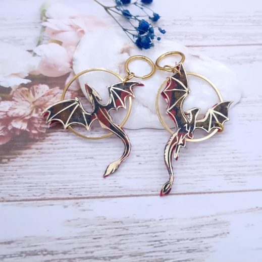 Boucles Dragons Réversibles en Tissu liberty Heritage Automn et Mitsi valéria rubis Boucles Dragons Réversibles en Tissu liberty Heritage Automn et Mitsi valéria rubis