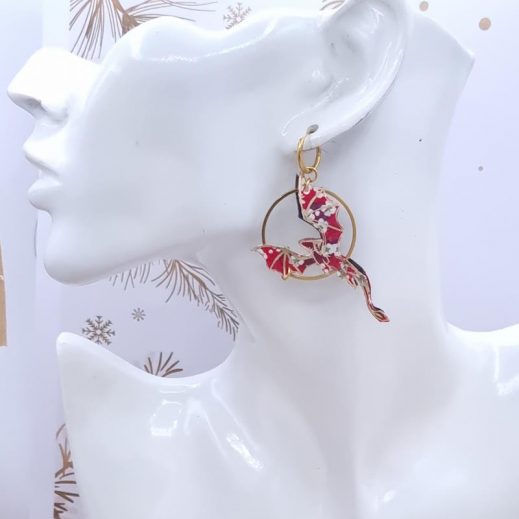 Boucles Dragons Réversibles en Tissu liberty Heritage Automn et Mitsi valéria rubis Boucles Dragons Réversibles en Tissu liberty Heritage Automn et Mitsi valéria rubis