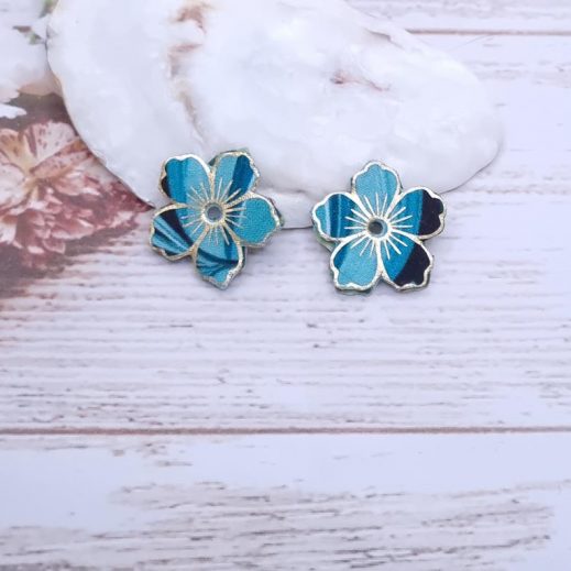 Fleur de cerisier Réversibles en Tissu art déco turquoise et david joe vert